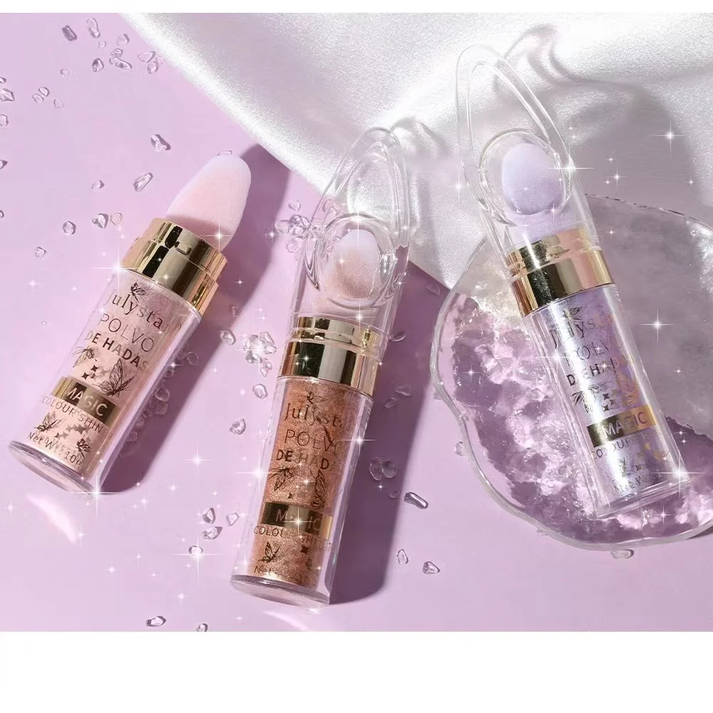 6 Colors Spot Goods OEM Wholesale Fairy Powder Highlighter Whole Body Brighten Highlighter Makeup Pressed Powder