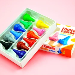 Солнечный искусство Солнечный пластиковый карандаш в форме животных палец Crayon 12 видов цветов Крайон Jari Mainan Edukasi