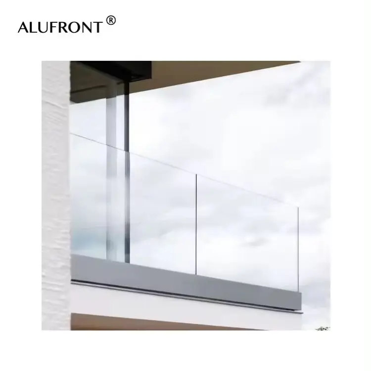 Balustrade Handrail Aluminium U Channel Base For Frameless Glass Balustrade Balcony Glass Railing U Channel Profile