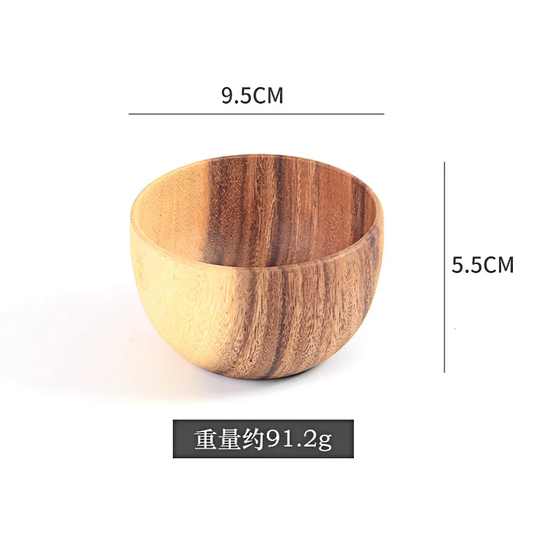 Acacia Kitchen Tableware Teak European Noodle Soup Rice Serving Natural Wholesale Small Mini Salad Set Acacia Wooden Bowl