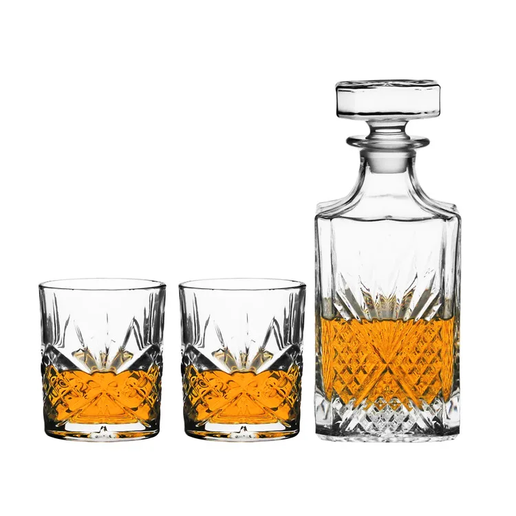 Hotsale whisky glass whisky ice cubes and whisky decanter in one wooden gift box