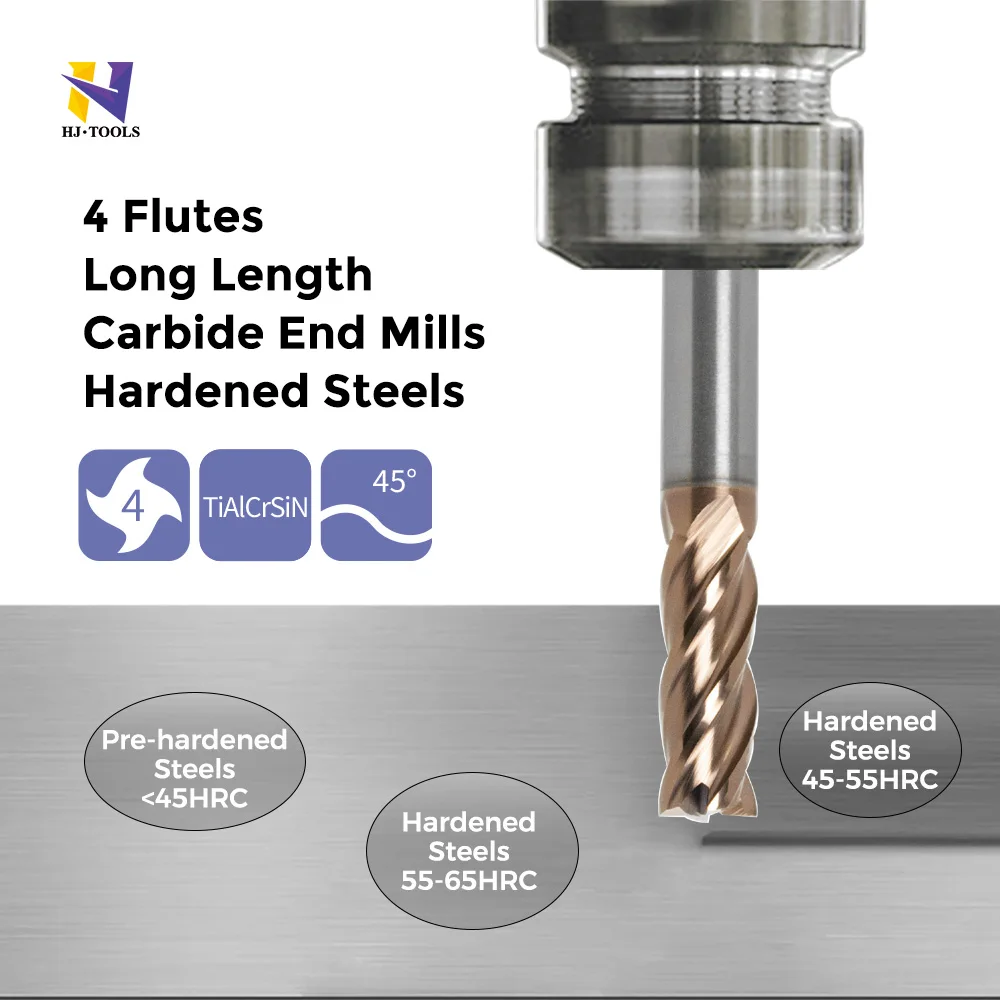 Tungsten Carbide Milling Cutter Tools CNC 4 Flute End Mill Carbide router bits