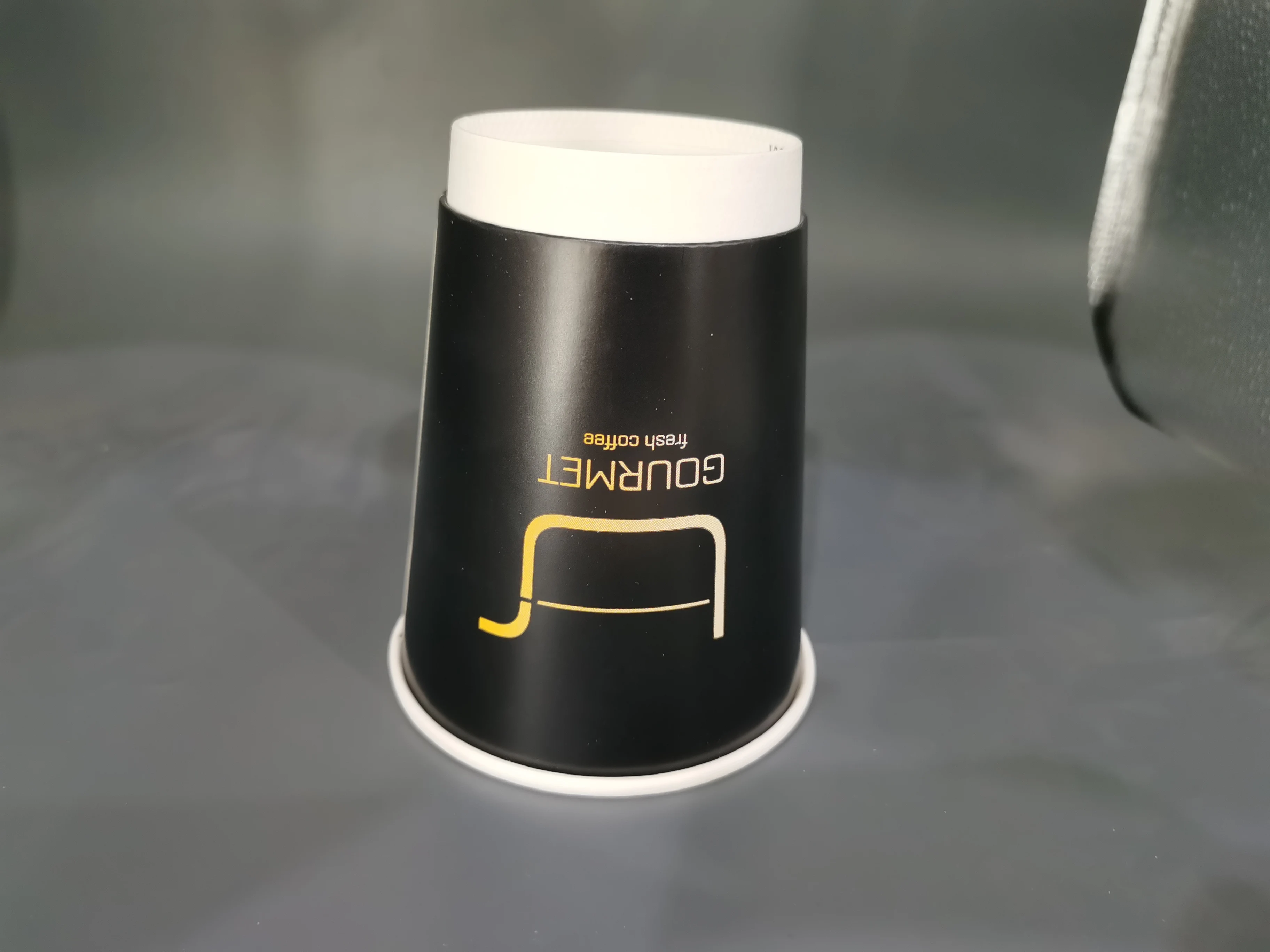 Custom Logo Disposable Double Wall Hot Coffee Paper Cup with PS Lid All Black Customizable with Personalised Design