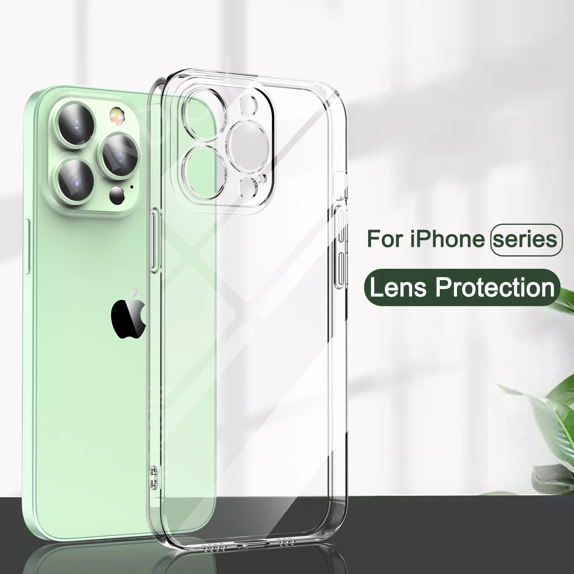 Прозрачный чехол из ТПУ для сотового телефона iPhone 11 12 13 Pro XS Max X XR защитный объектива 7 8 6S Plus SE задняя