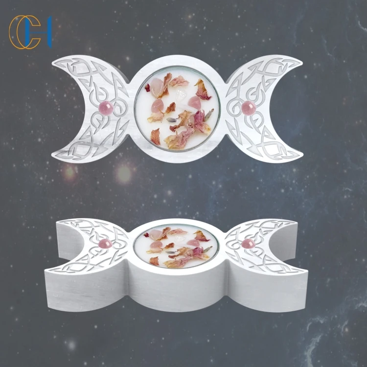 C&H 2024 Custom Creative Art Wax Melt Heater Wooden Melt Burner Tealight Holder With Crystal for Yoga Spa Home Decor Gift