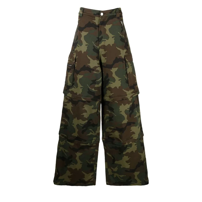 Wholesale price custom logo fashion casual transformer camouflage multi-pocket cargo trousers