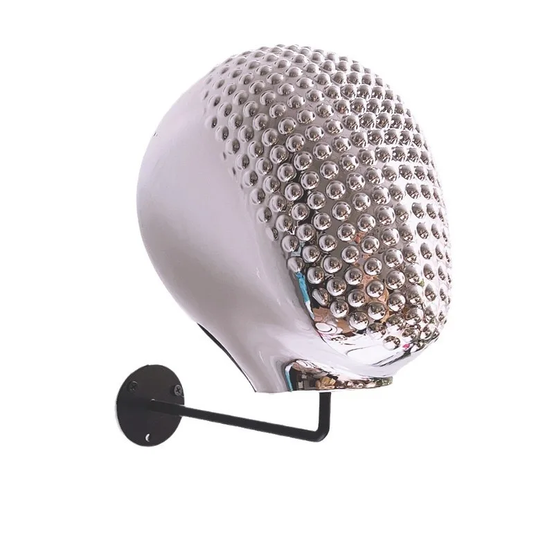 New silver plating head mold mannequin hat display rack on the wall hat rack wall wig display rack with hooks