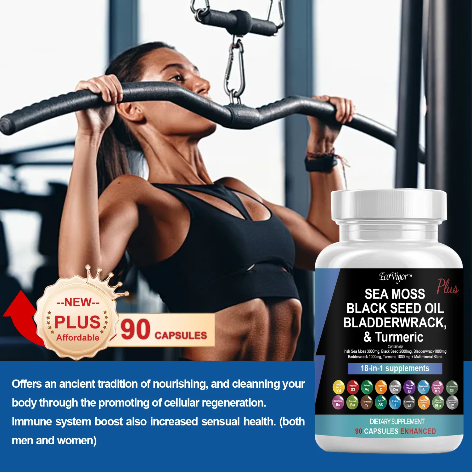 Black Seed Oil  Bladder Wrack  Turmeric 18-in-1 Supplements Joint Support  Sea Moss Capsule