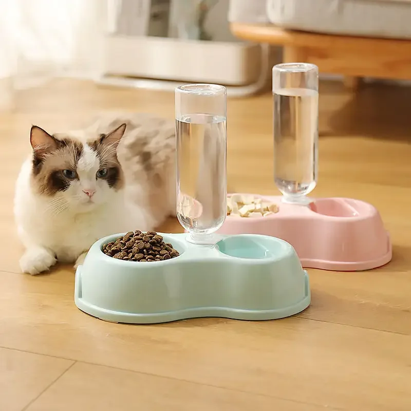 Round automatic pet bowl dog food pet feeder double feeding plastic water dispenser car dog bowl cat dog bows wholesale