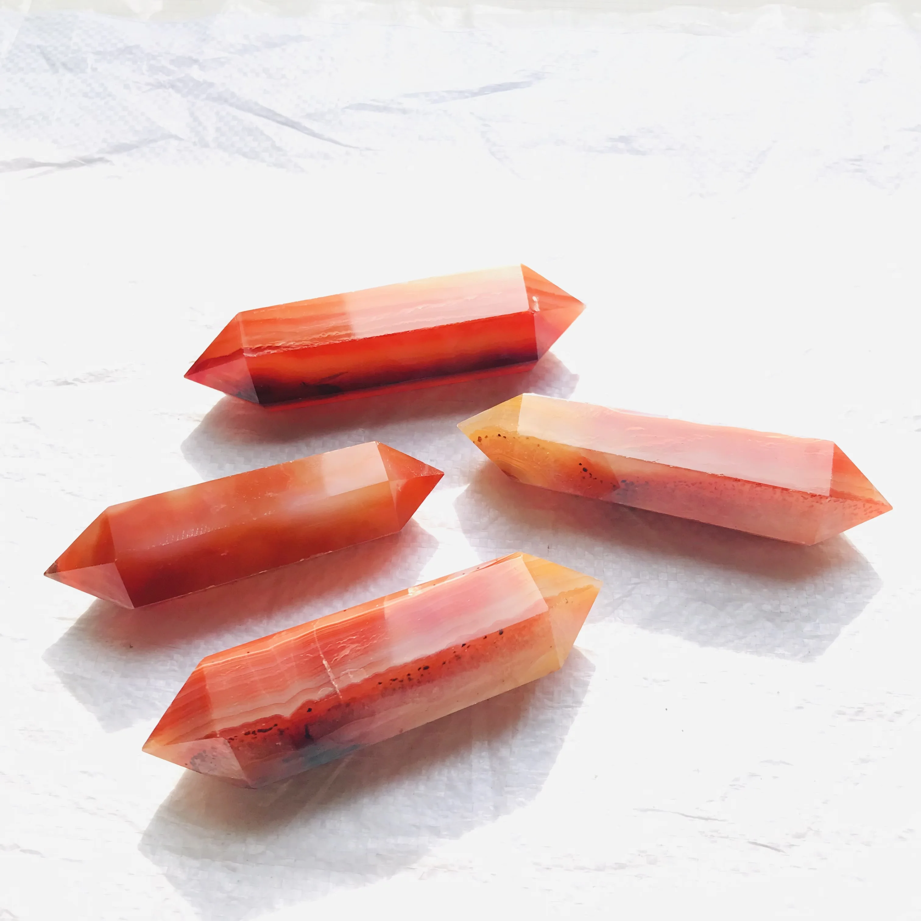 Wholesale crystals crafts double terminated Crystal wands red agate double points tower For decoration