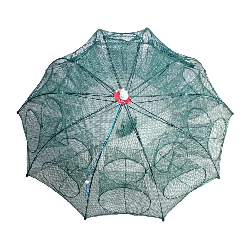 Chinese manufacturer wholesale 4 6 8 10 12 holes shrimp  knotless net Umbrella cage crab fishing shrimp cage