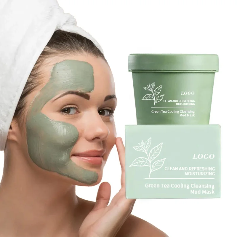 Clean and refreshing moisturizing eliminate acne and blackheads private label green tea face cooling cleansing clay mud mask