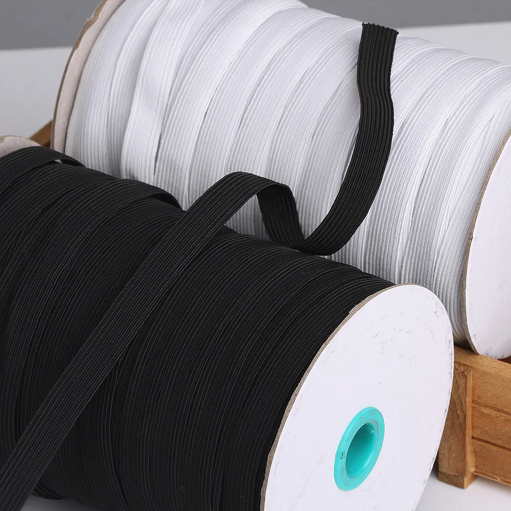 Factory Wholesale 6MM White/Black Flat elastic band1/4 inches Braided Elastic Strap