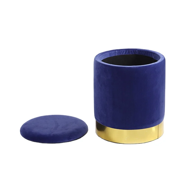 K&B wholesale multi functional purple velvet fabric storage box ottoman stool