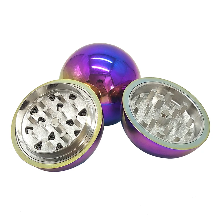 New Pocket 50MM 3 Parts Zinc Alloy Dragon Ball Rainbow Metal Herb Grinder Spice Dry Grinder Wholesale