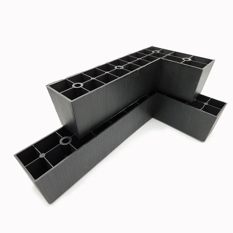 Popular L Type Leg Black Square Plastic Cabinet Strong Support Furniture Leg Extenders Wood Grain Plastic Pvc Sofa Leg