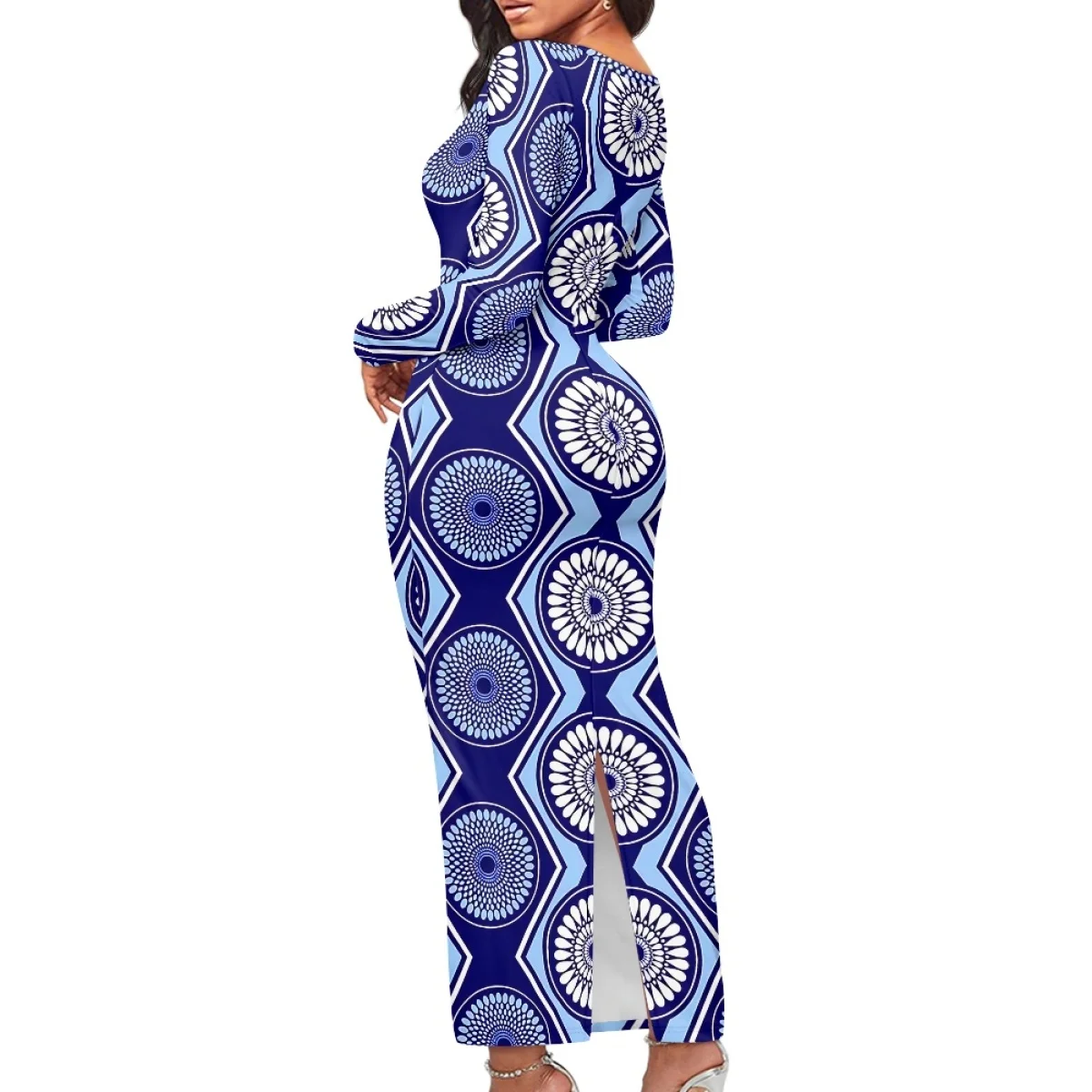 Autumn Plus Size Women Elegant Cocktail Dress Maxi Bodycon Dresses custom Beautiful African ankara Print Back slit Casual Dress