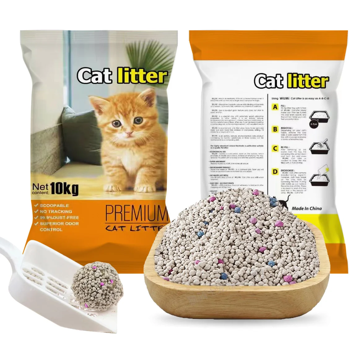 GLCL02 Custom Manufacturers eco friendly kitty litter premium quality clumping natural mineral Cat Litter Bentonite Cat Litter