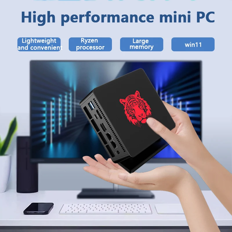 Hot Sale Mini PC R7000 AMD Gaming 7840HS 3.8GHZ-5.1GHZ 4K Display Monitor DDR5 WIFI Gamer Computer For Office Wins 11 OS