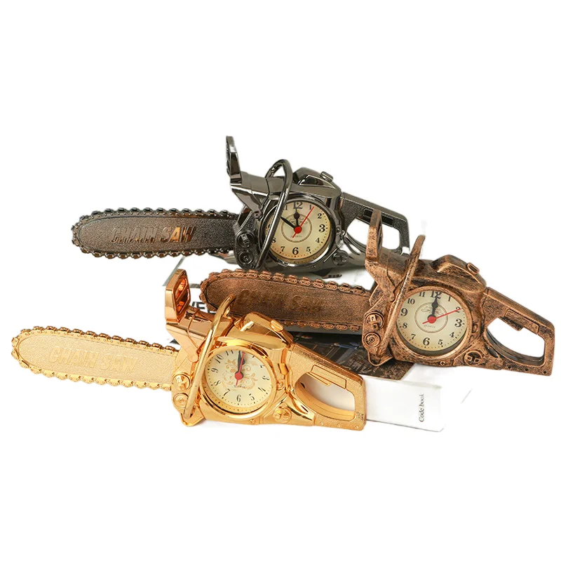 Personalized chainsaw-shaped alarm clock children student gifts domestic ornaments desk clock