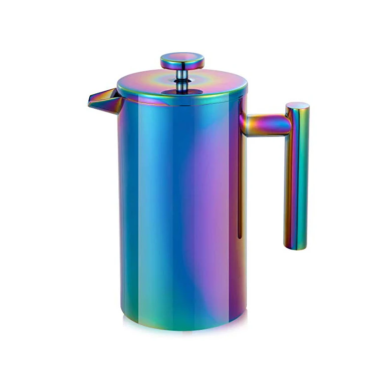 1L Custom Unique Durable Double Wall Rainbow French Coffee Press