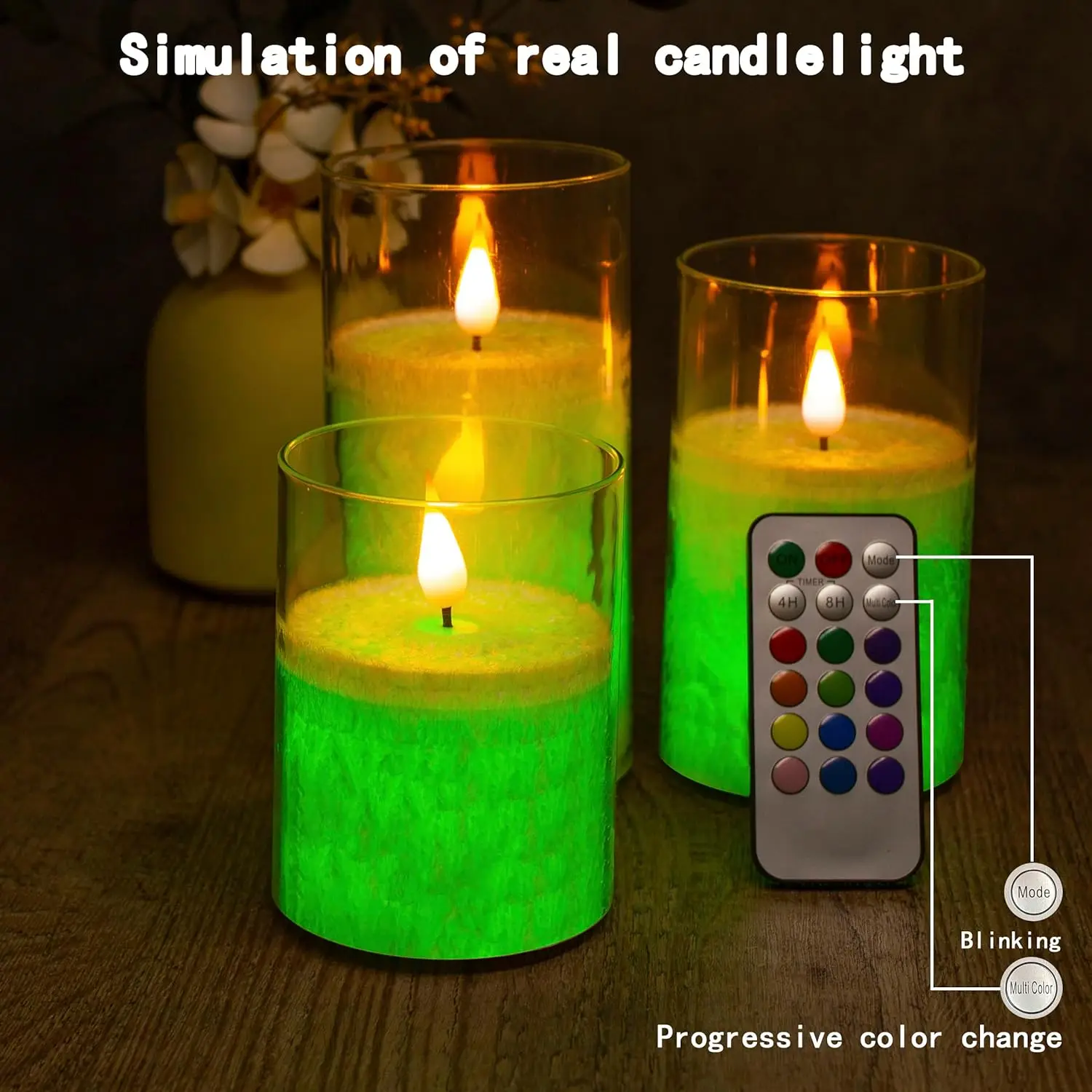 Color Changing Flameless wax Battery Operated Candles light set Pillar Acrylic Electronic led candles with remote control