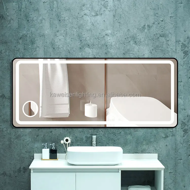 Factory Supply Big-Sized Bath Mirror Wall Mounted Led Lighting Touch Sensor 3-CCT Adjustable Bathroom Makeup Mirrors
