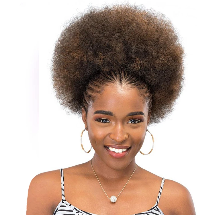 G&T Wig Factory Wholesale 15 Colors 10 inch Synthetic Afro Puff Bun Drawstring Ponytail Kinky Curly Afro Puff Hair Pony Big size