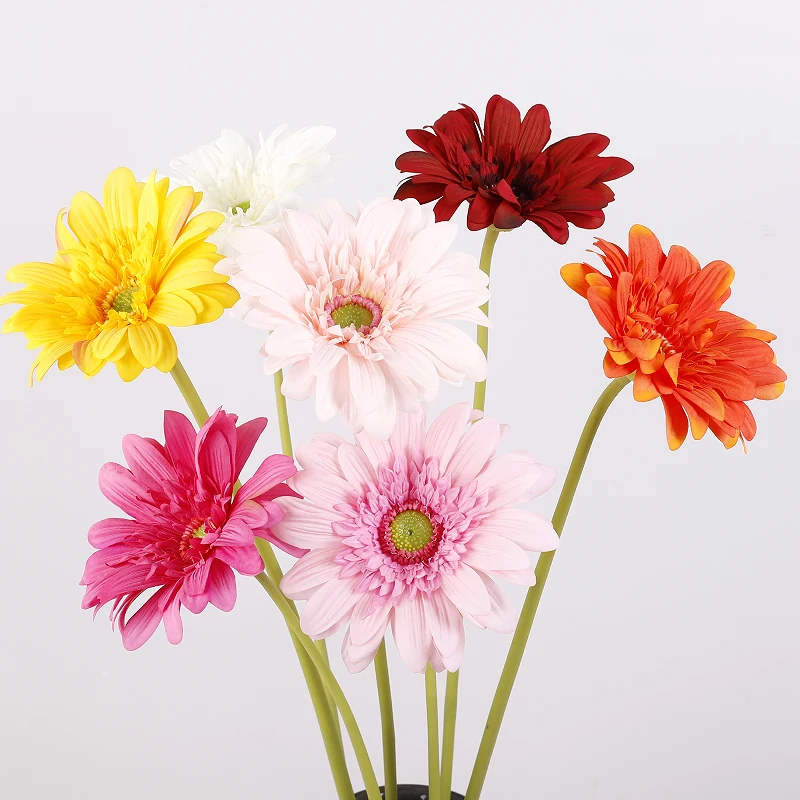 Artificial Single Head Gerbera Flower Branch for Wedding Decoration Real Touch Moisturizing Chrysanthemum
