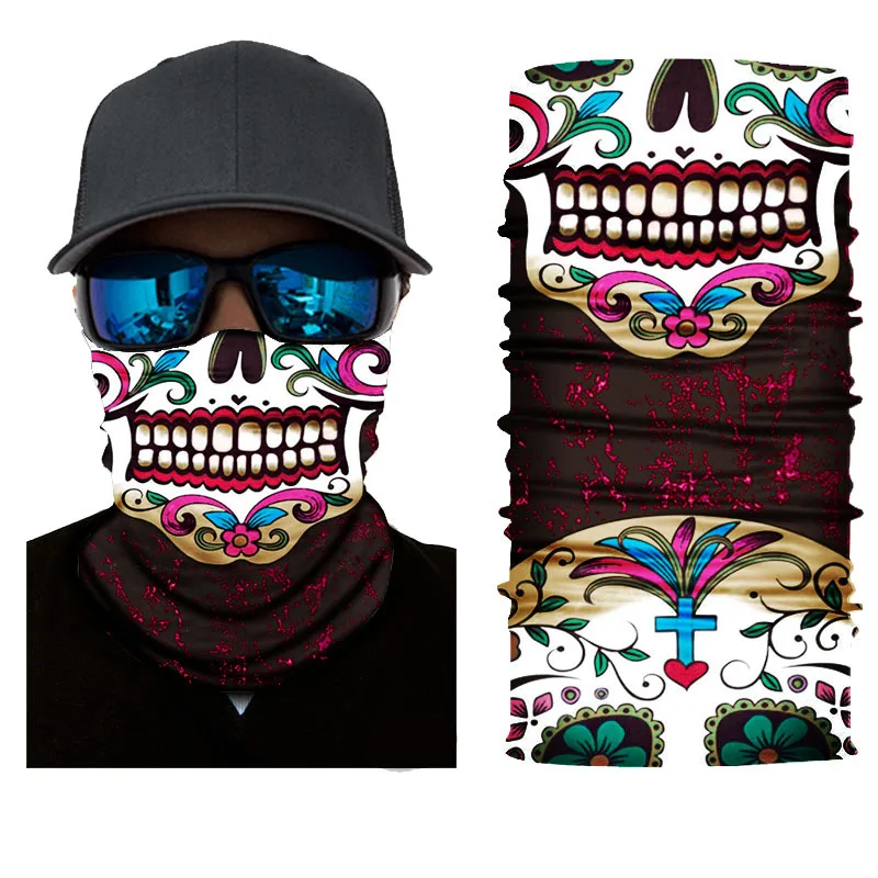 
Skull print bandana multifunction face bandana tube head seamless cheap bandanas 