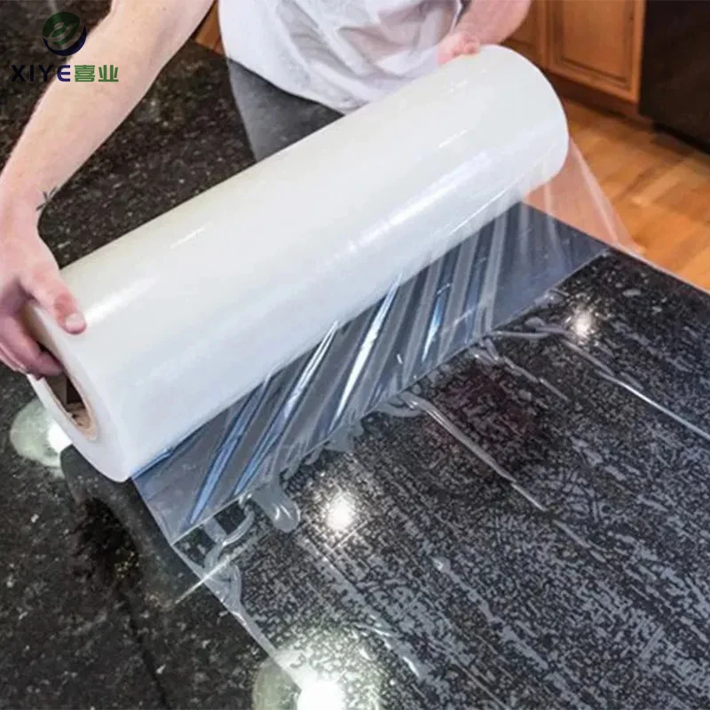 wholesale pe safty material clear temporary adhesive stone surface protective film artificial marble countertop protection film