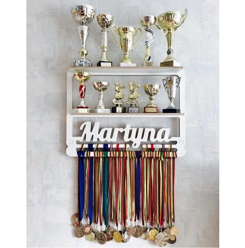 Trophy shelf Personalized Medal Display Personalized Name Medal Holder Trophy Display Custom Medal Holder