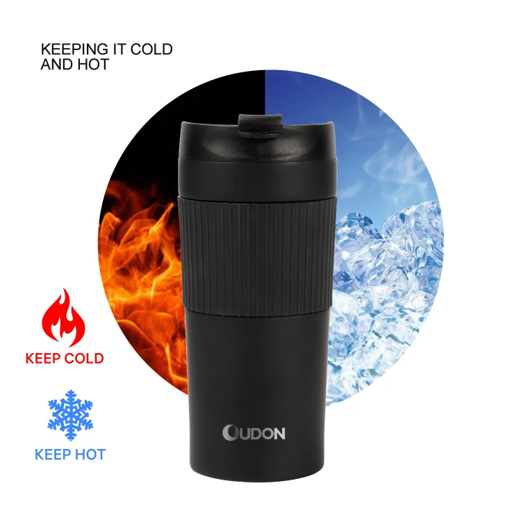 Oudon Travel Vacuum Insulated French Press Coffee Mug Tumbler with Coffee Press Plunger