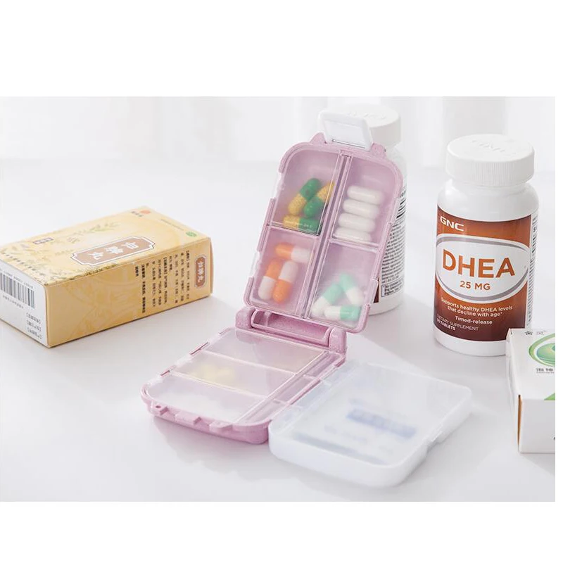 
Eco-friendly Wheat Stalk Degradable Mini Sealed 3 Layer Pill Organizer For Outdoor Travel 