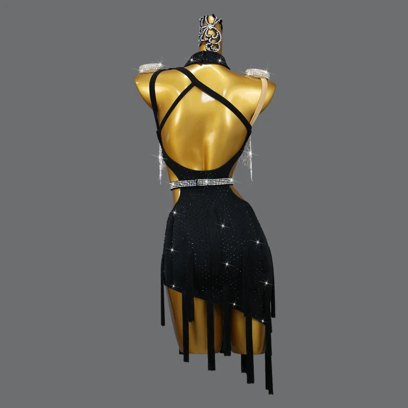 Latin dance performance competition clothes Latin dance dress fringed three-step square dance
