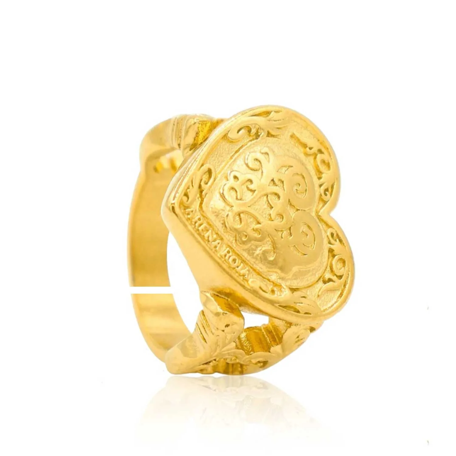 FUAMAY Women Heart Shape Ring 18K Gold Plated Brass Resizable Heart ring