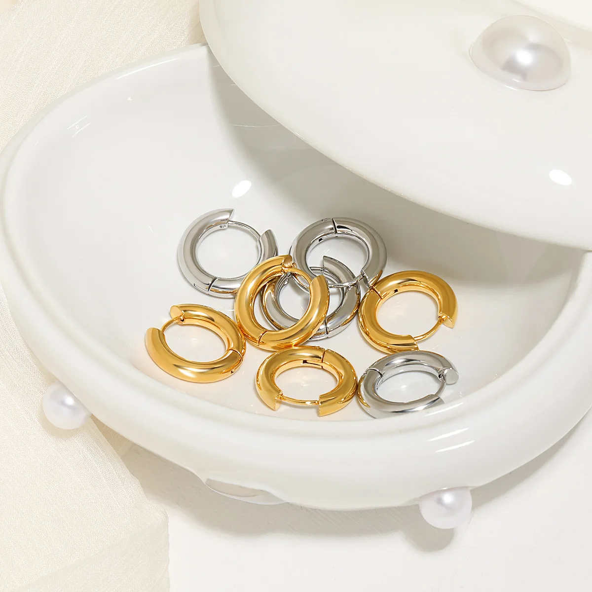 Lab Grown Diamond Indian Moissanite Hoop Stud Earrings Men 14K Gold Pendant Necklace Jewelry Set