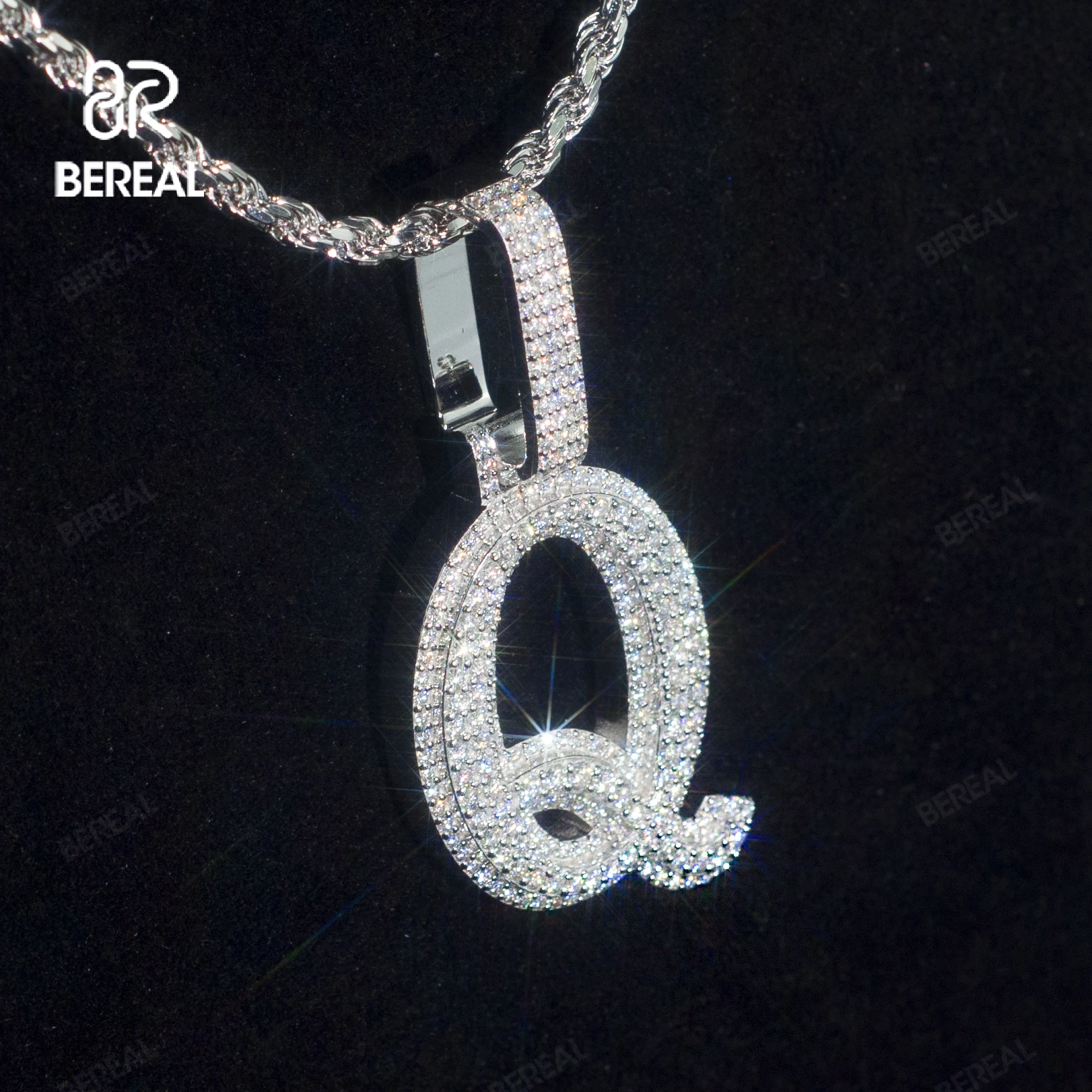 Pass Diamond Tester 1.25 Inches Vvs Moissanite Letter Pendants Iced Out Round Brilliant Cut Diamond 925 Silver Hip Hop Pendant