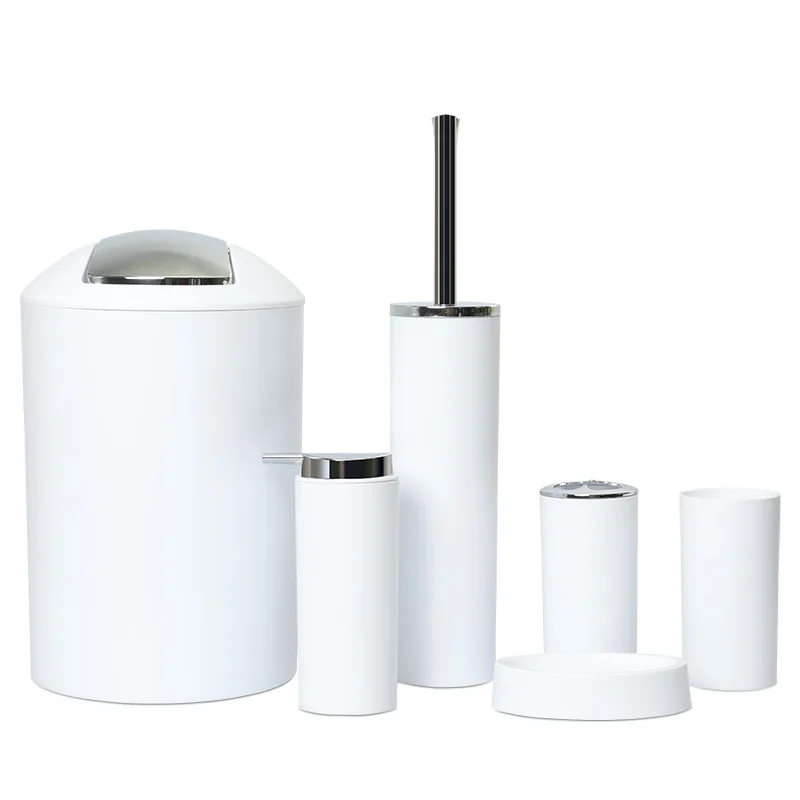 Bathroom Accessories Set Eco-friendly Houseware Toilet Accessories Style Factory Price Plastic Simple Luxury Customized 6 Items