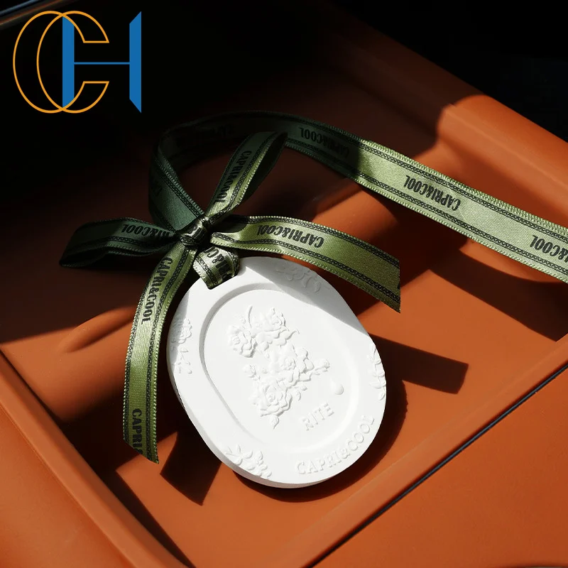 C&H 2024 Hot Sale Handmade Decorative Matte White Flowers Plaster Luxury Customized Aroma Hanging Air Fresheners for Car