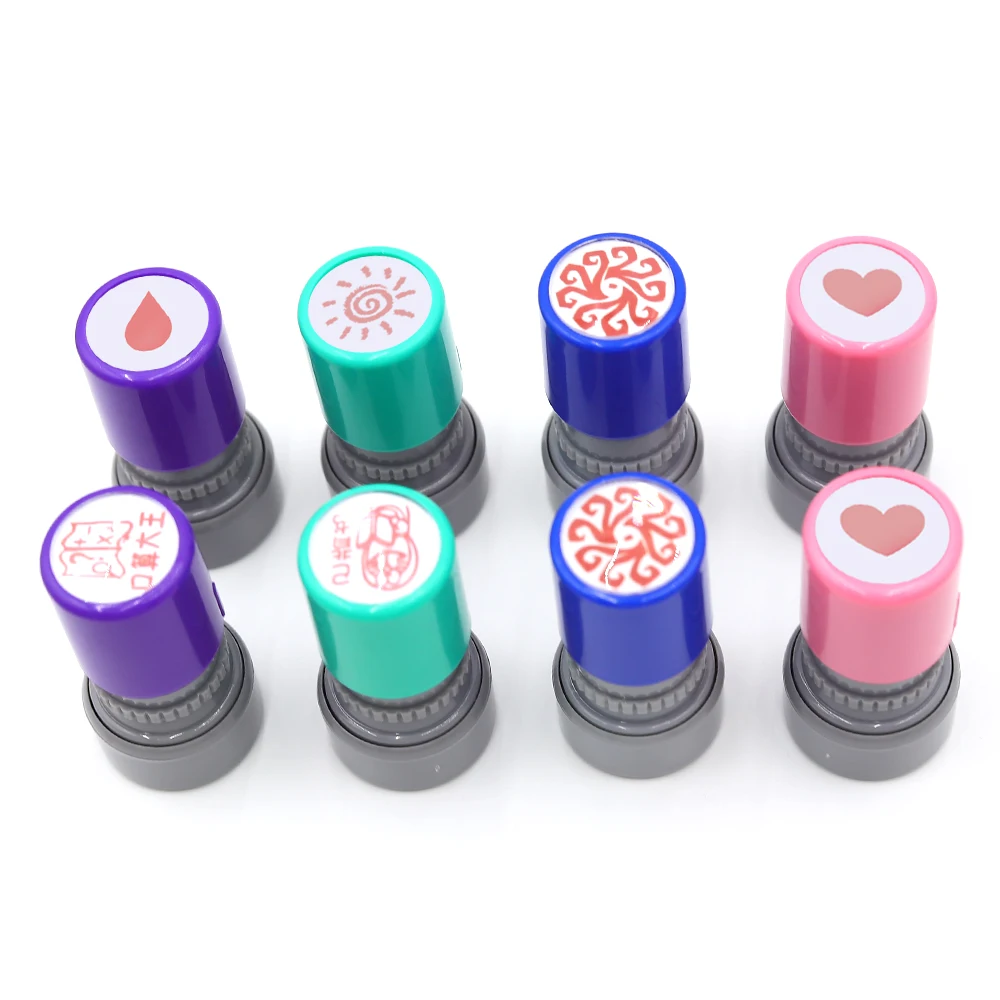 cute cartoon custom stamp factory plastic personalized custom logo stamp school stamp set