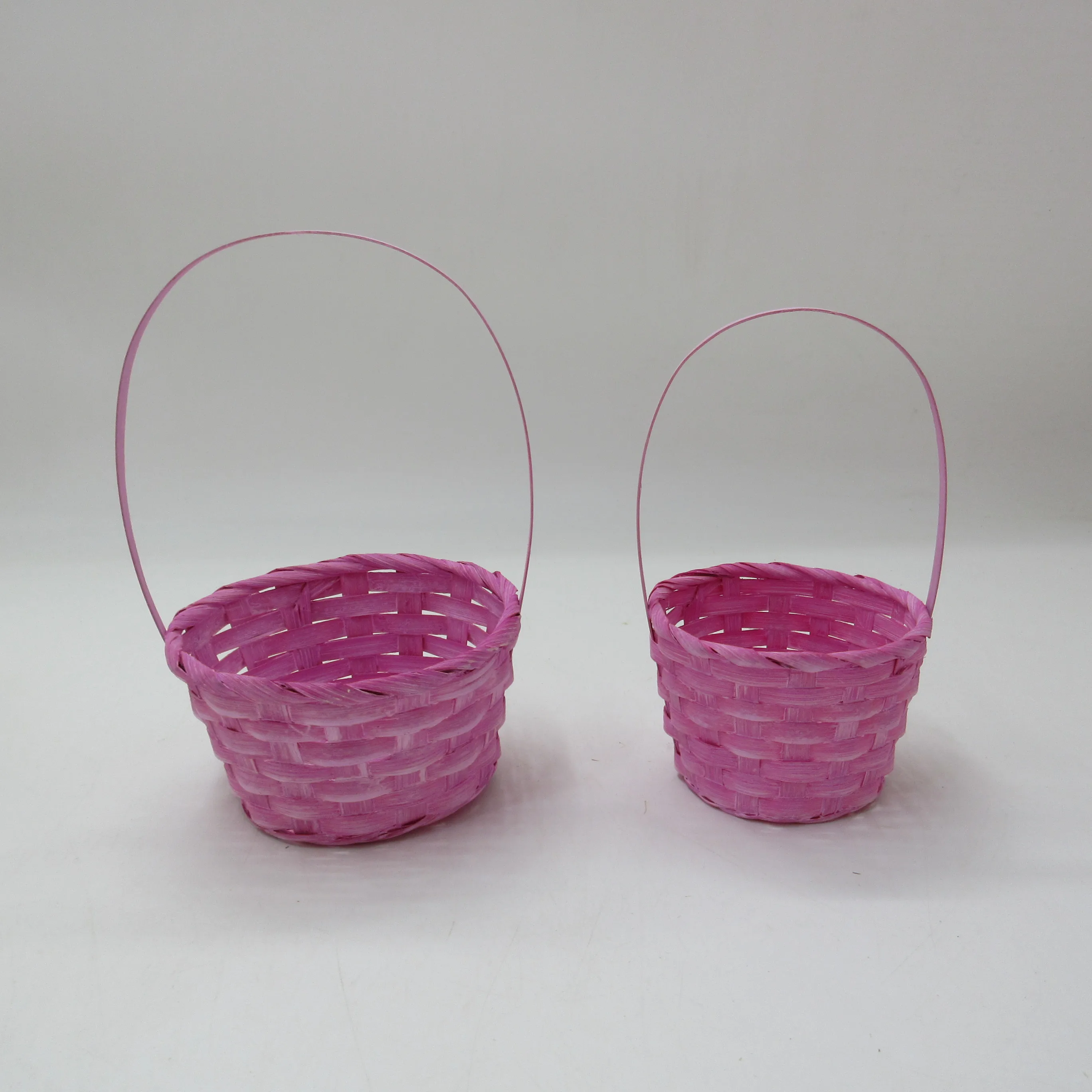 Household fruit basket fruit plate handmade bamboo products colourful round basket with handle dim sum bamboo basket