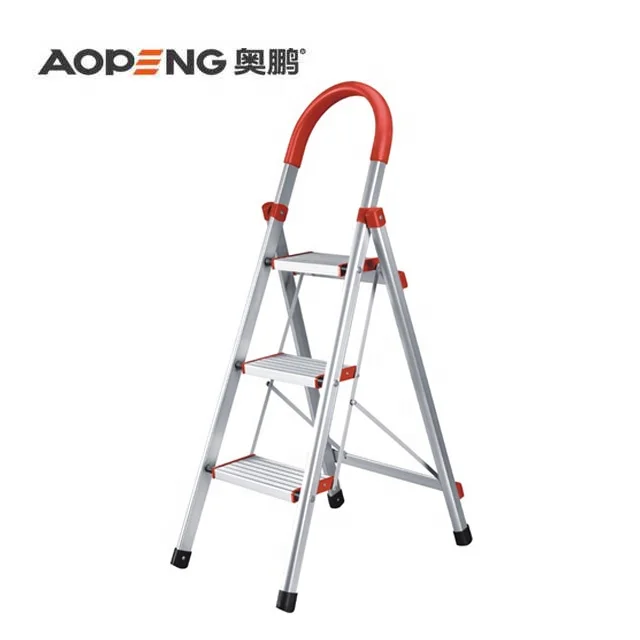 High Quality  3 Step Portable Aluminium Ladder Safety Household Thickening Foldable Ladder with Handrail