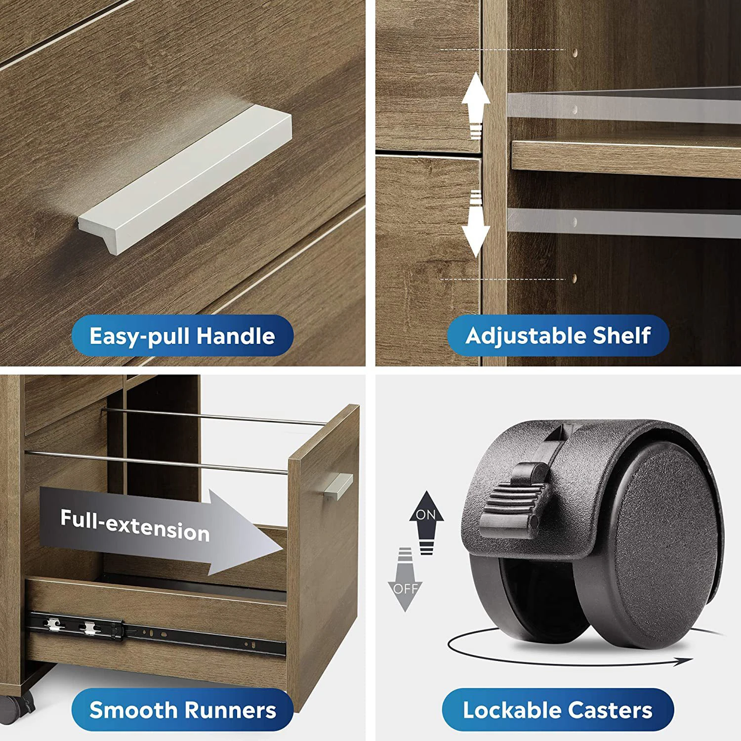 Wholesale Mobile Drawer Lock Filing Commercial office Cabinet Wooden Mobile pedestal Cabinet