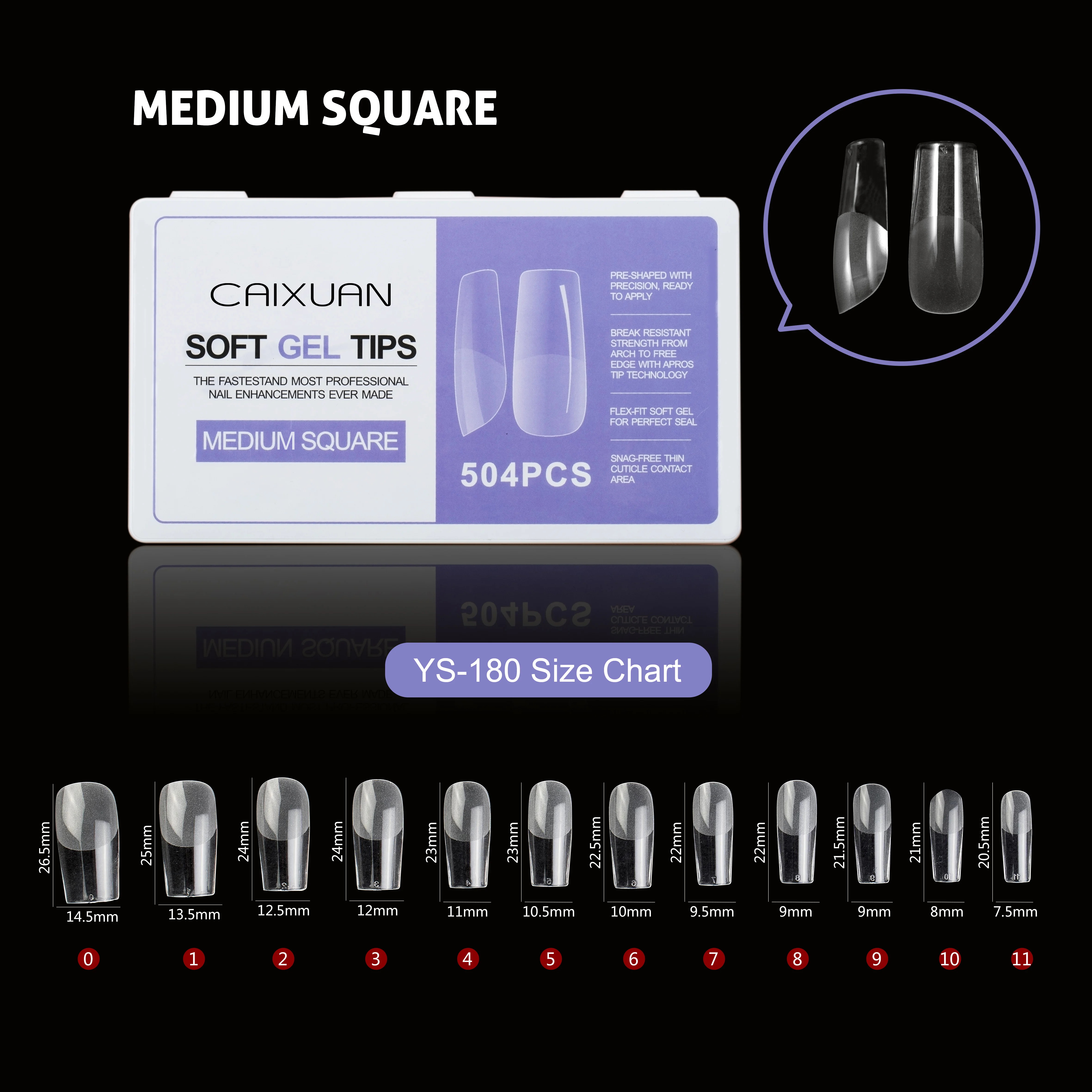 Hot Sale 504pcs A Box Coffin Almond Stiletto Round Square Press On Nail Tips French Full Cover Soft Gel Nail Tips