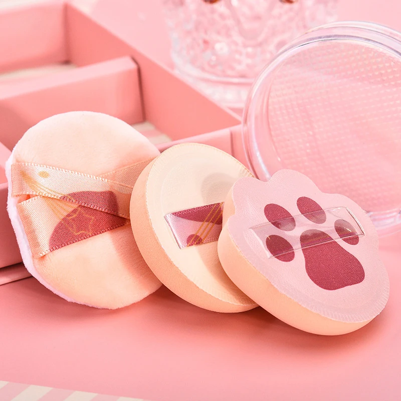 Set of 4 Cotton Candy Makeup Puffs Soft Cosmetic Flocking Puffs