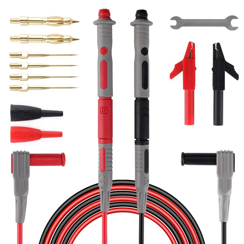 Replaceable Probe Tips Test Probe Pens 4mm Banana Plug Test Leads Set Kit for Multimeters Multi Testers