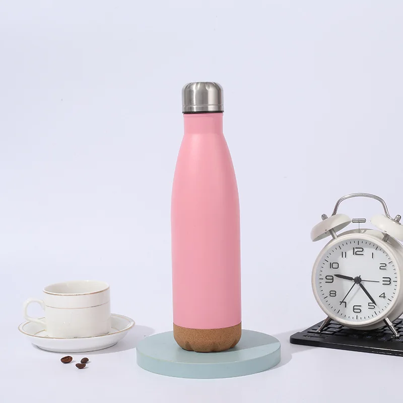 New Arrival Double Wall Flasks Cola Shape Stainless Steel Vacuum Flask With Cork Base