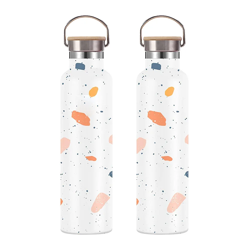 Wholesale Gym Sport 1000 ml Insulated Stainless Steel Water Bottles With Bamboo Lid