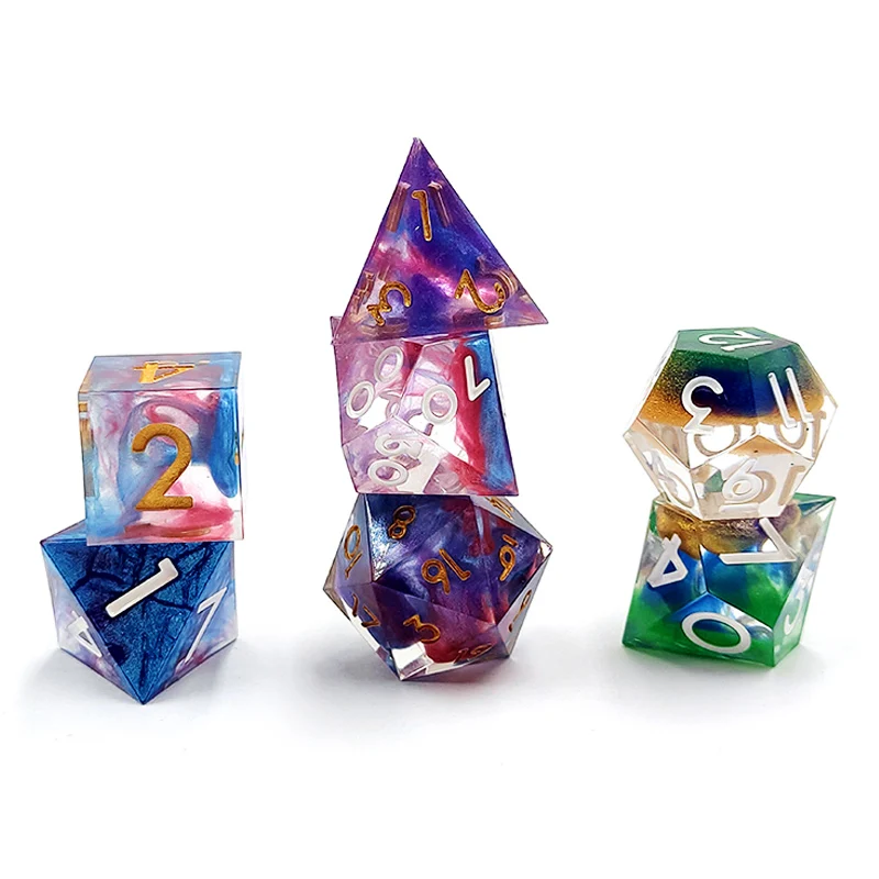 Customized Pattern Colorful Acrylic Dnd Board Game Icosahedron 25Mm Blank Black Food Dice